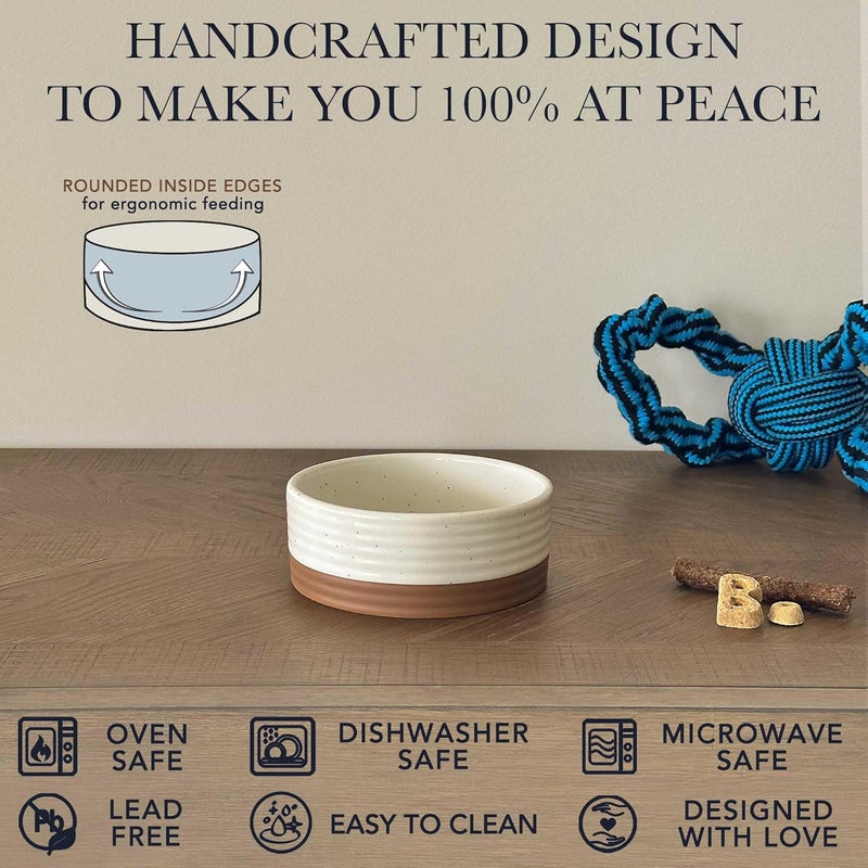 Mora Ceramic Pet Bowl Size Small - Food/Water Dish for Puppy Dogs, Cats, Guinea Pig, Rabbit, Hamster, Snake, ect. 11oz or 2 Cups - Basic Bowls for Your Dog or Cat, Mix and Match for a Set - Vanillla - Image 3